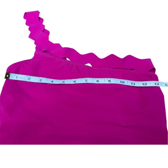 Karla Colletto Hot Pink One Shoulder Scallop One Piece Havana Swimsuit – Size 10 - Picture 8 of 14